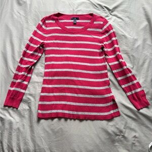 GAP Red and Gray Striped Women's Sweater